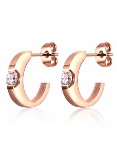 Stainless Steel With Rose Gold Plated Delicate Geometric Stud Earrings