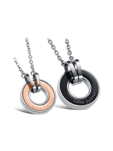Fashion Hollow Plating Round Titanium Lovers Necklace