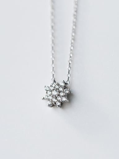 Elegant Snowflake Shaped Rhinestones S925 Silver Necklace