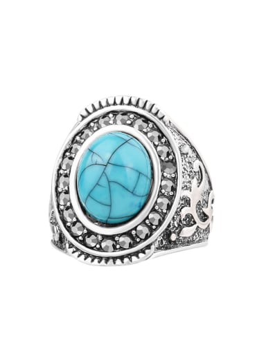 Antique Silver Plated Turquoise stone Alloy Ring