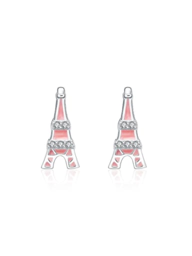 Color Glue Eiffel Tower Shaped Stud Earrings