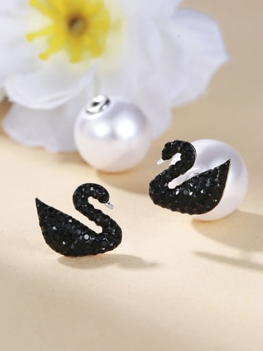925 Silver Swan Pearl stud Earring