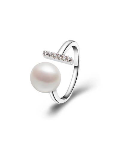 Freshwater Pearl Zircon Opening Ring