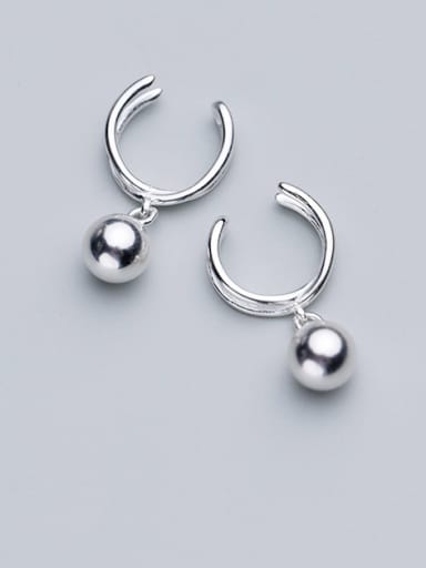 925 Sterling Silver With Platinum Plated  Simplistic C Shape Line Ear clip