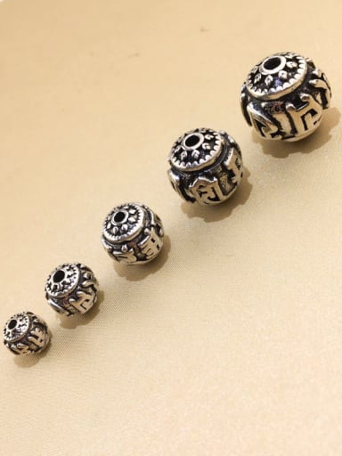 925 Sterling Silver With Antique Silver Plated Classic Round Anniversary Beads