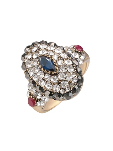 Antique Gold Plated Resin stones White Crystals Alloy Ring