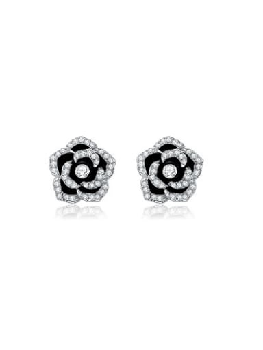 Exquisite Black Rosary Shaped Austria Crystal Stud Earrings