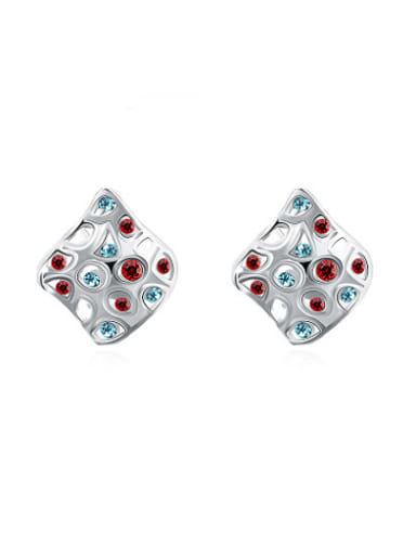Exquisite Colorful Square Shaped Rhinestones Stud Earrings