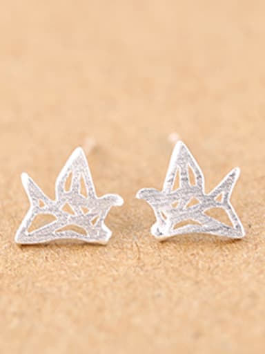 Simple Paper Crane Silver stud Earring