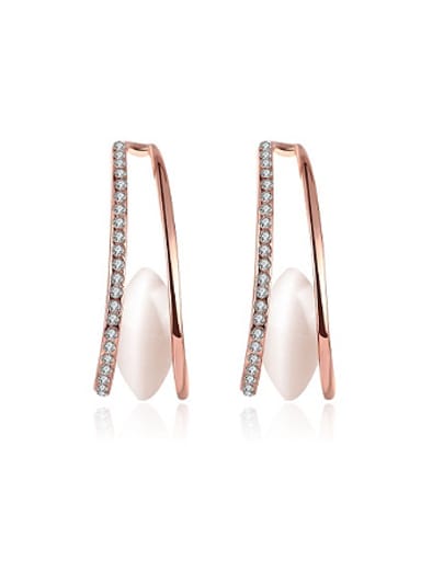 Simple Opal Stone Zircon Stud Earrings