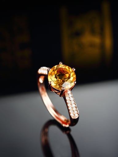 Rose Gold Plated Citrine Zircon Engagement Ring