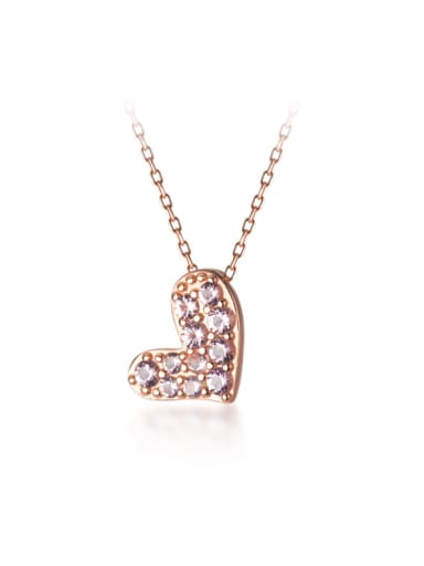 925 Sterling Silver With Rose Gold Plated Cute Heart Necklaces
