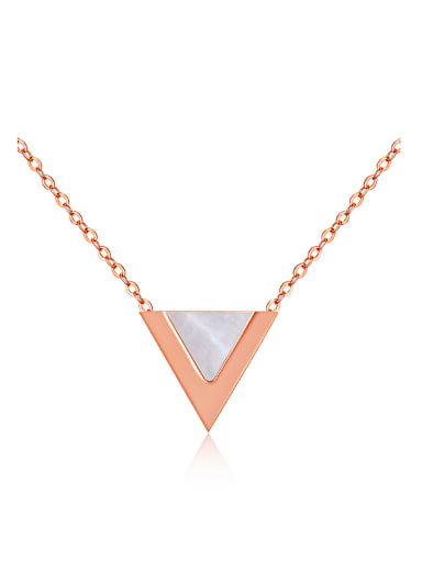 Simple Triangle Pendant Rose Gold Plated Necklace
