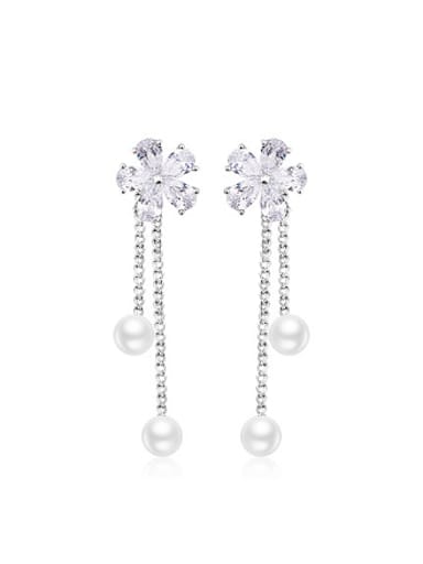 Fashion Flower Artificial Pearls Drop Earrings