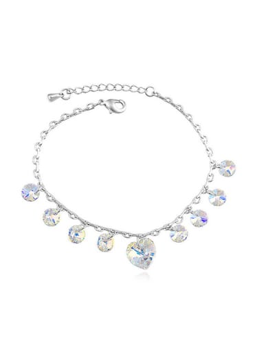 Simple Round Heart austrian Crystals Alloy Anklet