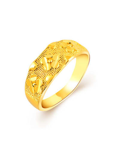 Women Luxury Flower Pattern Gold Plated Copper Ring
