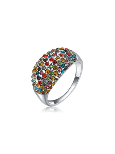 Colorful Platinum Plated Austria Crystal Ring