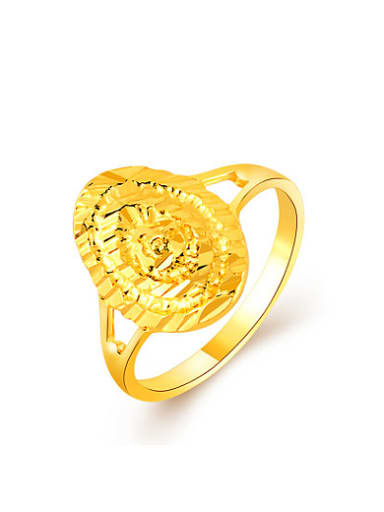 Retro 24K Gold Plated Oval Shaped Copper Ring