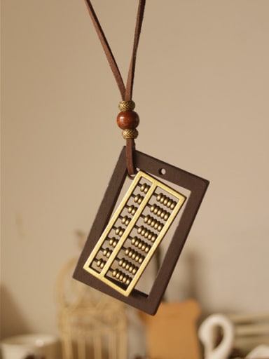 Unisex Wooden Abacus Shaped Necklace