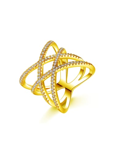 Trend fashion luxurious line cross ring