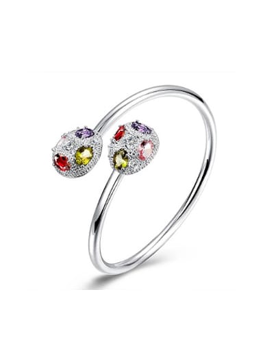 Simple Zircon Colorful Glass Opening Bangle
