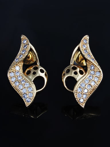 Creative 18K Gold Plated Geometric Shaped Zircon Stud Earrings
