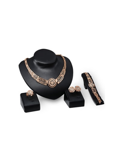 Alloy Imitation-gold Plated Ethnic style Lion Head CZ Four Pieces Jewelry Set