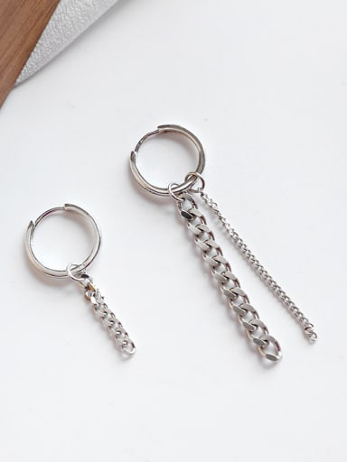 925 Sterling Silver Trendy Chain asymmetric Drop Earrings