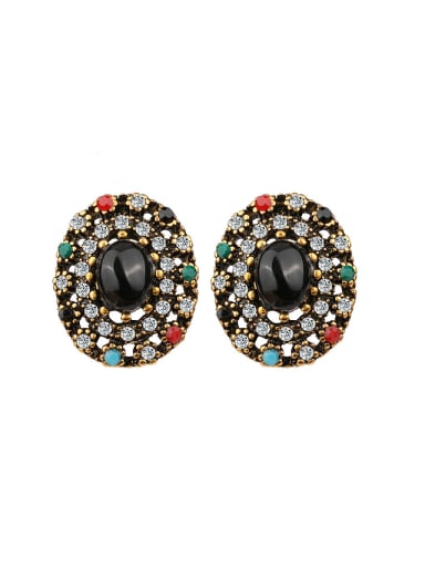 Ethnic style Colorful Resin stones Crystals Alloy Earrings
