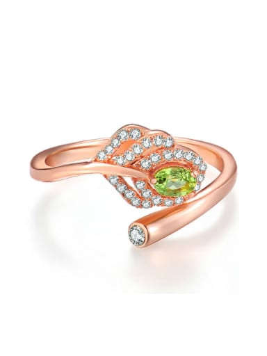 Leaves-shape Silver Micro Pave Zircons Opening Ring