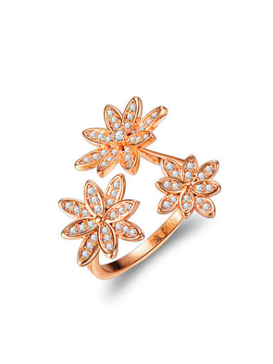 All-match Rose Gold Plated Three Flower Design Ring