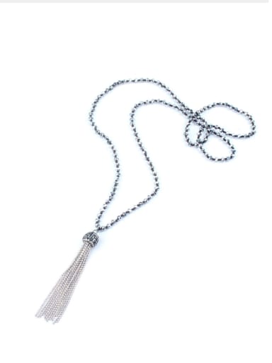 Glass Beads Long Sweater Polyamide Tassel Necklace