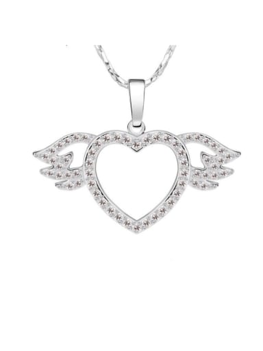 Love Heart Pendant, Studded With High Quality Zircon, Platinum Plated Color, Anti allergy
