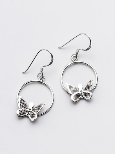Vintage Butterfly Shaped Thai Silver Drop Earrings