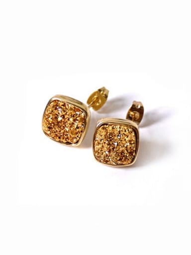 Simple Natural Crystal Gold Plated Stud Earrings