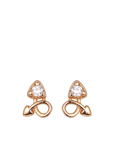 Copper Alloy 18K Gold Plated Fashion Heart-shaped Zircon stud Earring