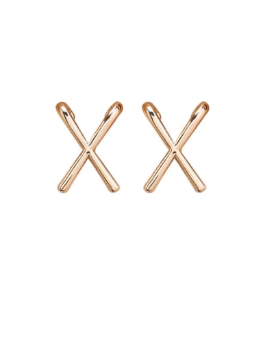 Alloy With 14k Rose Gold Plated Simplistic X Shape Stud Earrings