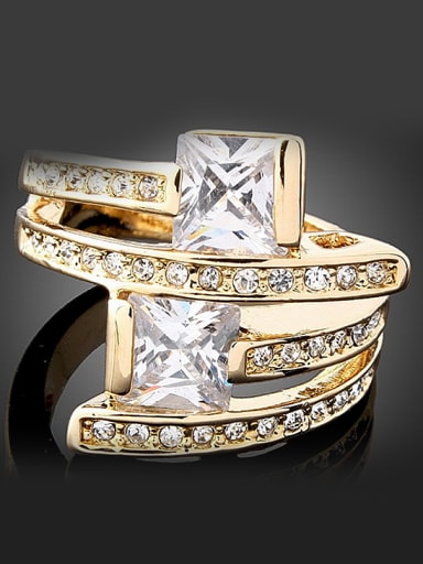 Personalized White Zirconias Gold Plated Copper Ring