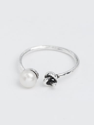 Artificial Pearl Little Knot Opening Ring