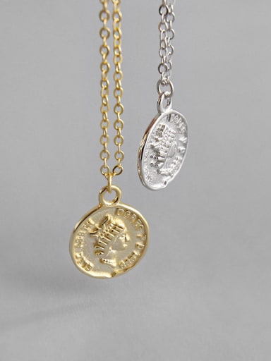 925 Sterling Silver With Gold Plated Personality Portrait  Round  Necklaces
