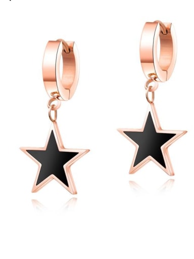 Stainless Steel With Rose Gold Plated Classic Star Stud Earrings