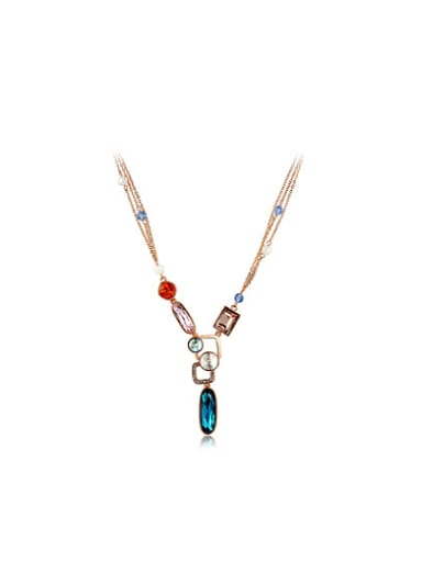 Colorful Austria Crystal Rose Gold Plated Necklace