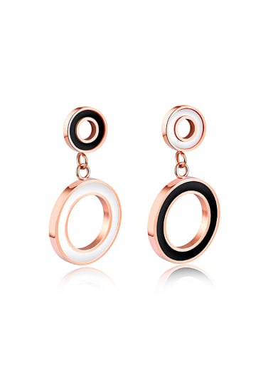 Rose Gold Plated Hollow Round Titanium Stud Earrings