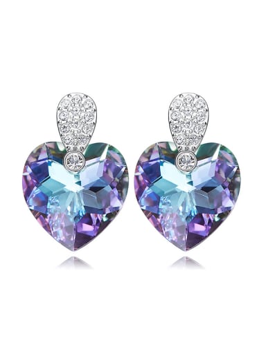 Fashion Purple Heart austrian Crystals Copper Stud Earrings