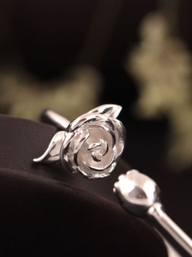 S925 Silver Rose Flower Opening bangle