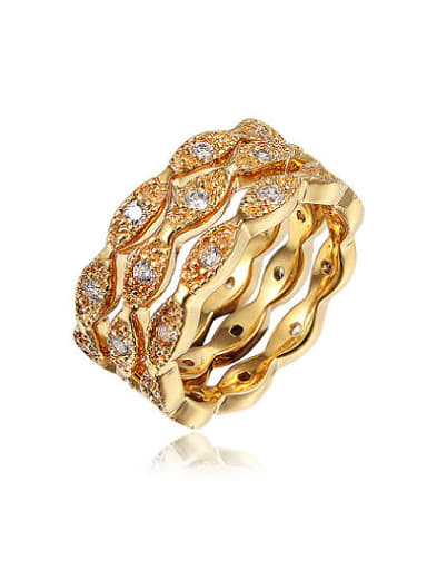 Fashion Geometric Shaped 18K Gold Plated Copper Ring Set