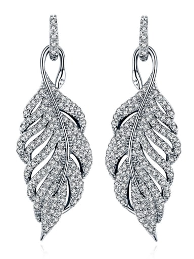 Copper With 18k White Gold Plated Trendy Leaf Cluster Earrings