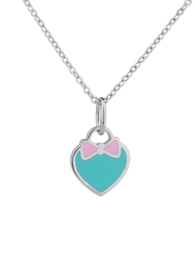 bowknot 925 Sterling Silver With  Enamel  simple fashion Locket Necklace