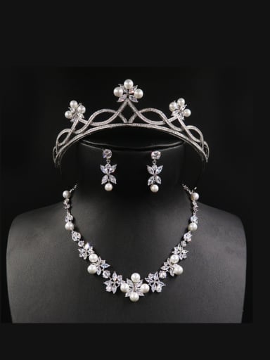 Three Pieces Jewelry Artificial Pearls Zircons Hair Accessories