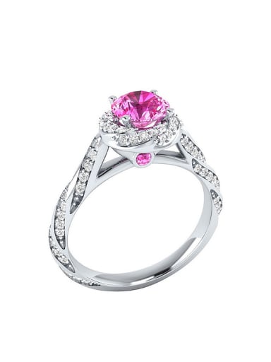 Fashion Cubic White Pink Zirconias Copper Ring